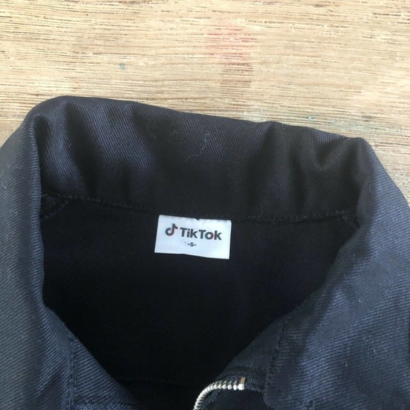 Tik Tok Original Black Denim Jacket Unisex Small - Picture 4 of 6